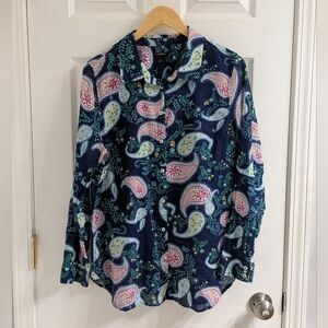 Talbots Multicolor Paisley Blouse Button Down Large Like New Lightweight